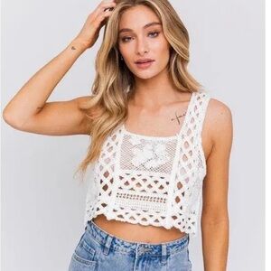 Altar'd State White Crochet Tank Top